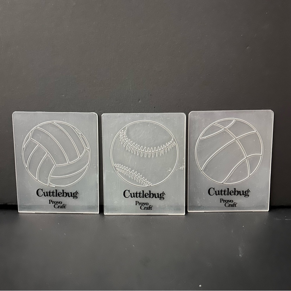 Cuttlebug 3 sport balls embossing folders (basketball baseball volleyball ball)